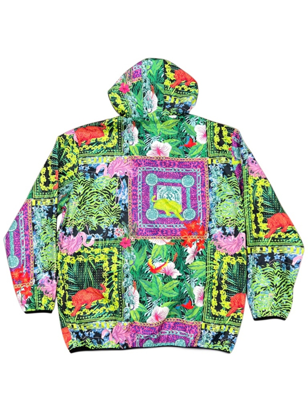 Reason Tropical Flamingo Leopard Jungle Print Anorak Windbreaker 2XL - Picture 2 of 5